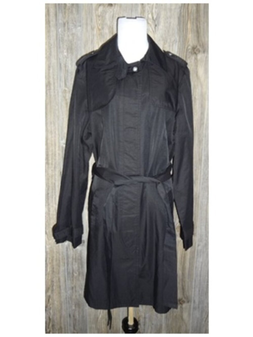 Gap Classic Black Trench Style Coat Jacket Womens Sz XL